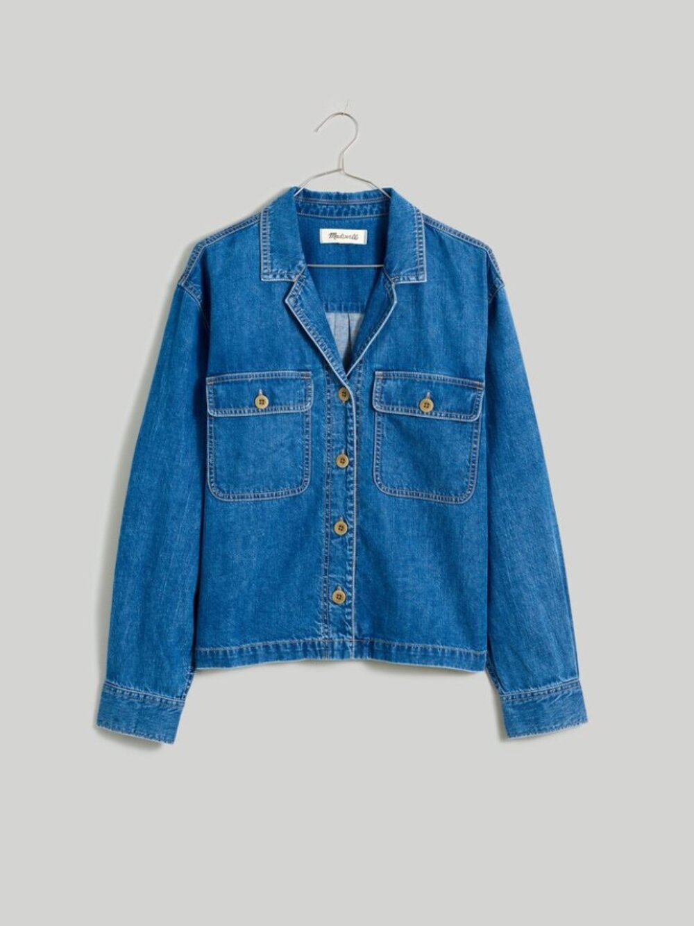 Madewell Denim Cropped Button-Up Shirt in Ridgeville Wash Sz S